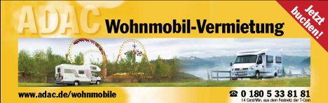 Bundesweite Wohnmobilvermietung - ab 55,- Euro/Tag incl. allen km und VK-Schutz (Stand 01/2oo9). G&uuml;nstig und bequem online ein Wohnmobil mieten.